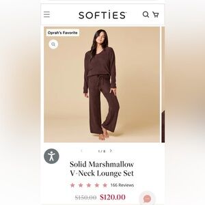 NWT Softies Solid Marshmallow V-Neck Lounge Set